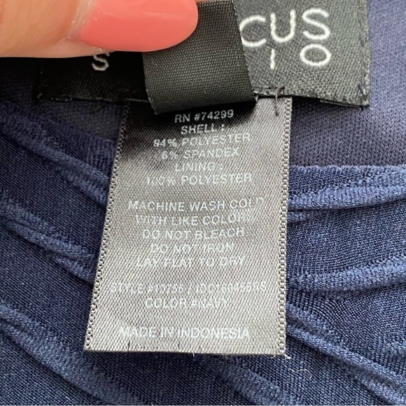 Enfocus Studio Navy Blue Strech Midi Dress Textured size 6 - Picture 9 of 12